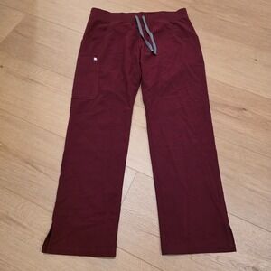 Figs Kade Cargo Scrub Pants Womens Large L Burgundy Technical Collection T21004